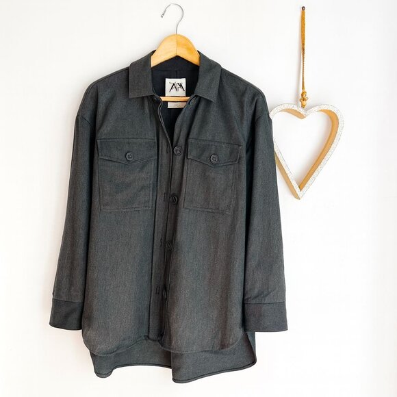 Zara Women's Button Down Shacket Shirt Jacket Relaxed Fit XTRA SMALL XS in Gray - Picture 1 of 10